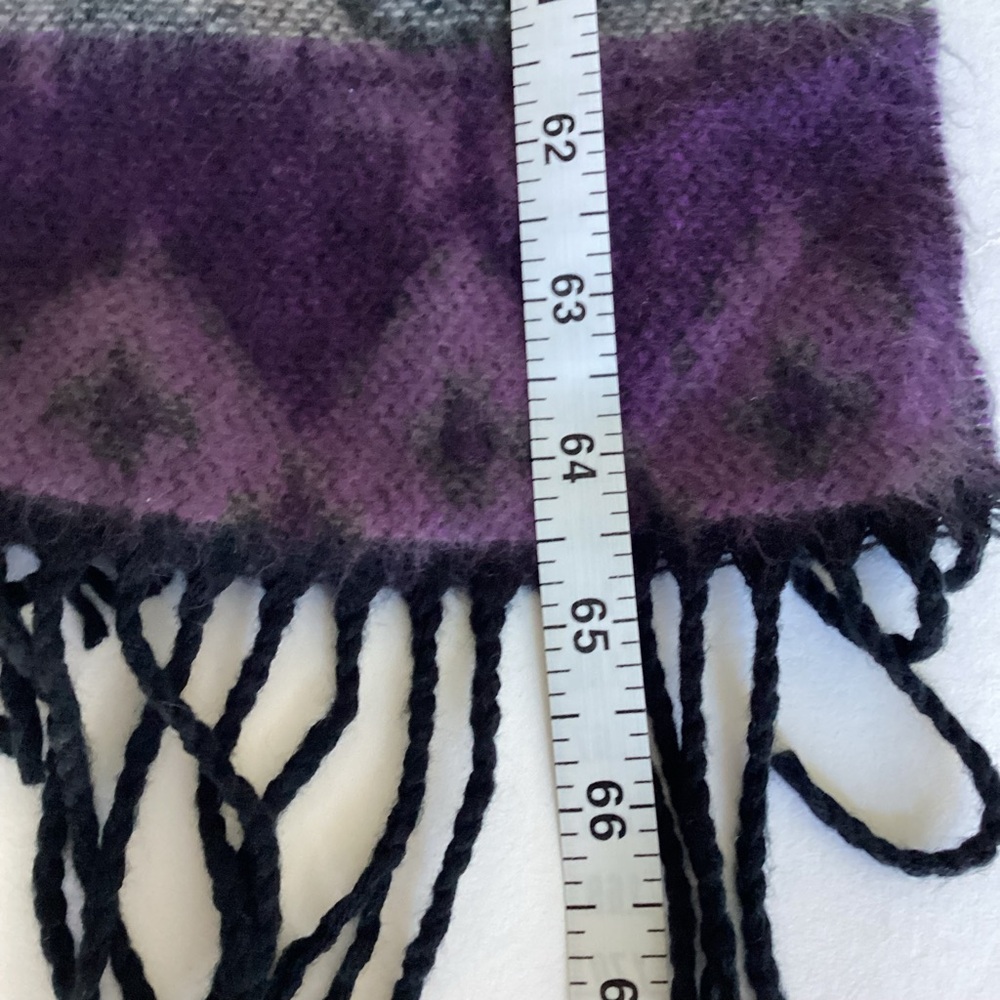Vintage 100% Cashmere Scarf Made in Germany Hand Woven Purple Black Abstract - Picture 6 of 12
